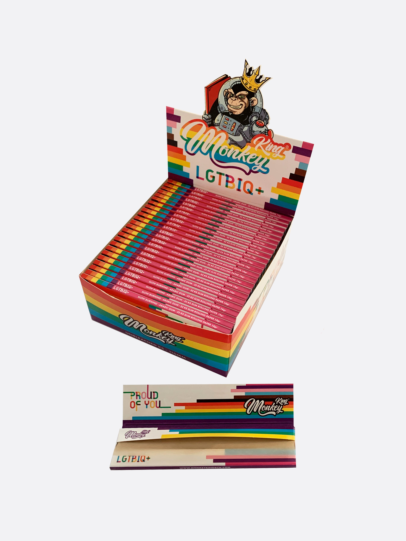Monkey King Rolling Papers for Smoking - King Size Unbleached LGBT