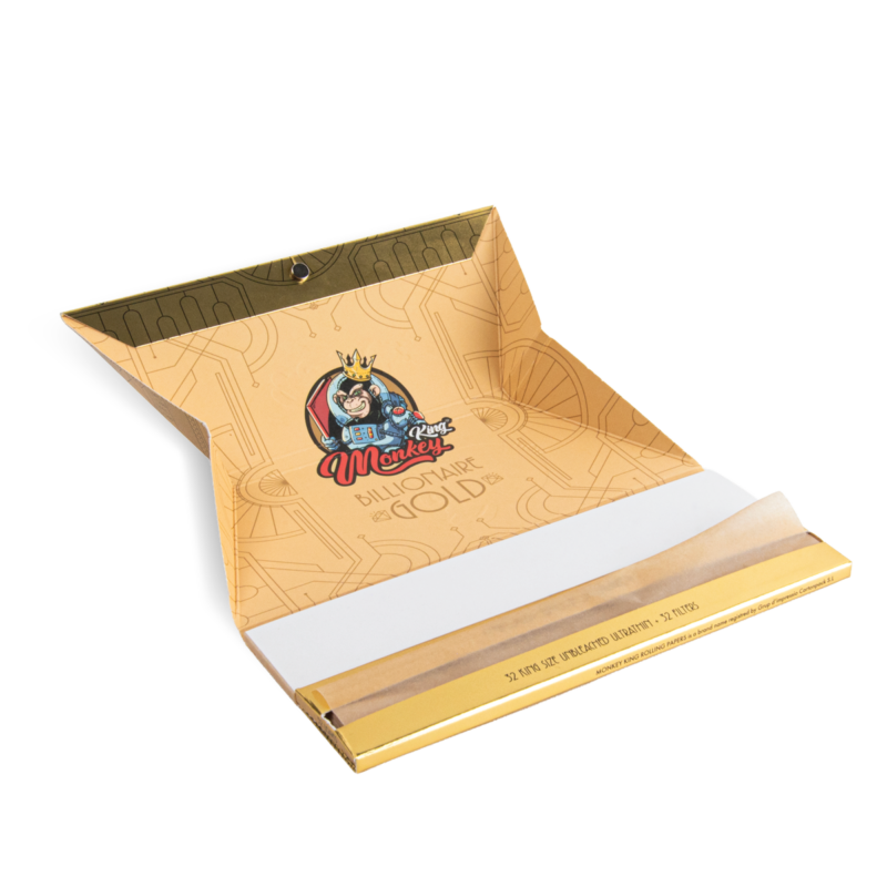 Monkey King Rolling Papers & Tips: Billionaire Gold XL - Extra Long