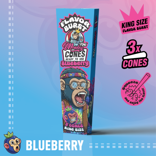 Monkey King King Size Flavor Burst Cones - (3 Pack) — Blueberry