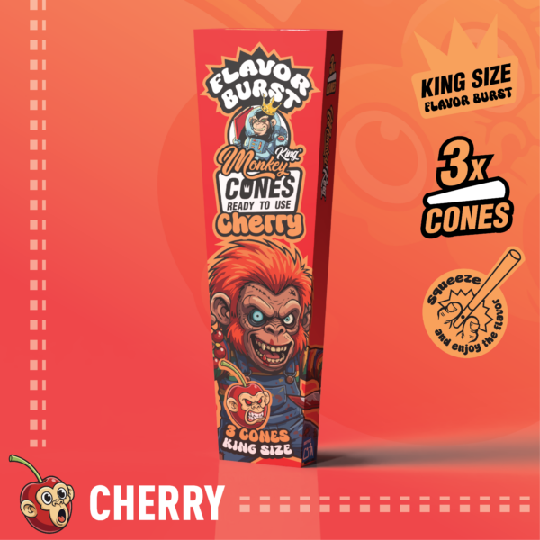 Monkey King King Size Flavor Burst Cones - (3 Pack) — Cherry