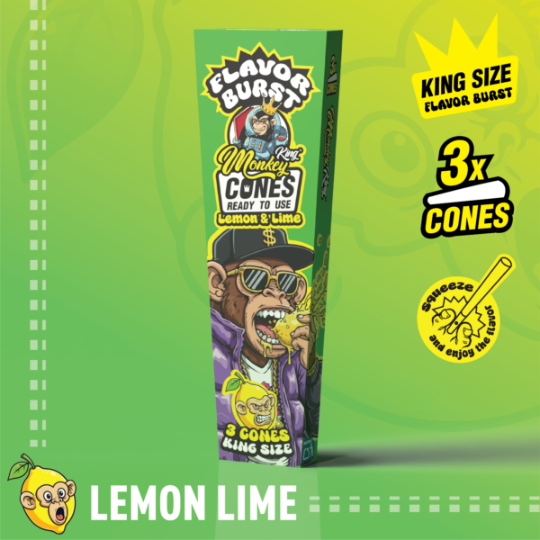 Monkey King King Size Flavor Burst Cones - (3 Pack) — Lemon Lime