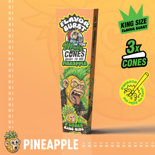 Monkey King King Size Flavor Burst Cones - (3 Pack) — Pineapple