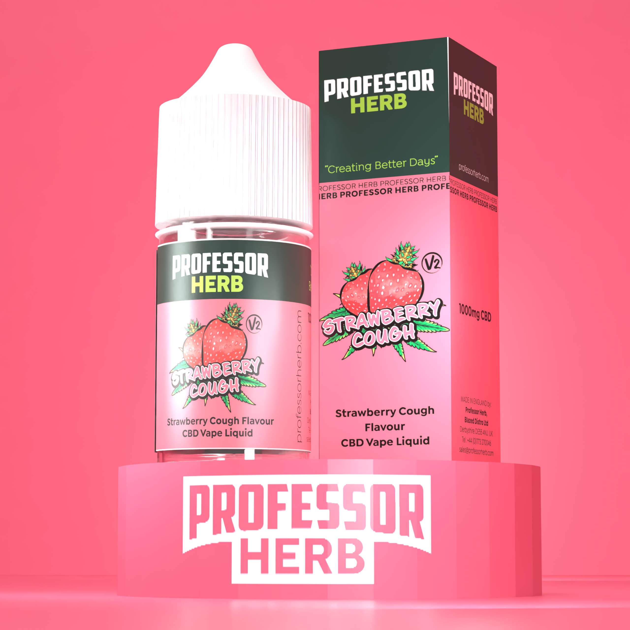Professor Herb CBD Vape Liquid 1000mg/30ml - Strawberry Cough V2
