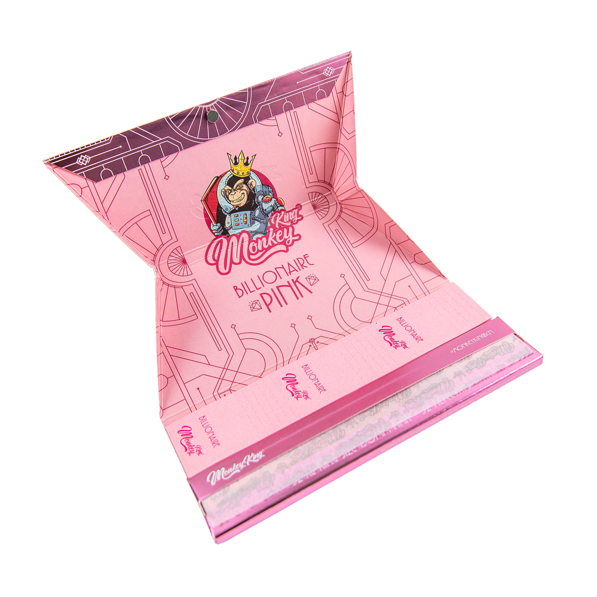 Open Monkey King Billionaire Pink XL booklet showing pink tips and papers